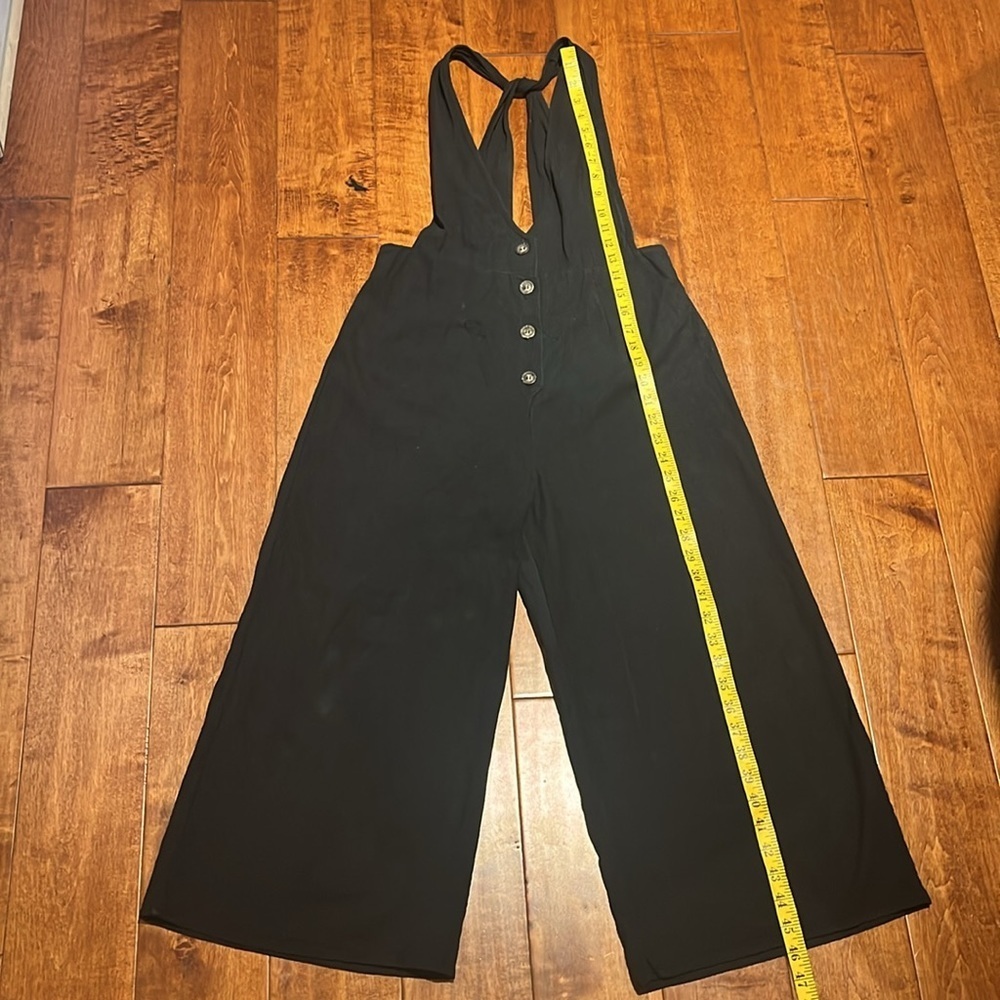 Sienna Sky Cotton Look Button Sleeveless Crop Jumpsuit Black Size M - Picture 4 of 9